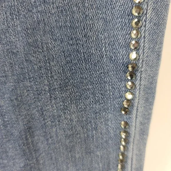 Express High Waisted Embellished Stripe Stretch Ankle Leggings Jeans - Picture 15 of 15